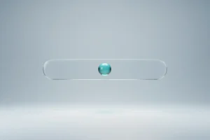 Single horizontal pay range with a glowing center marker on a soft neutral background, symbolizing median-driven compensation strategy.