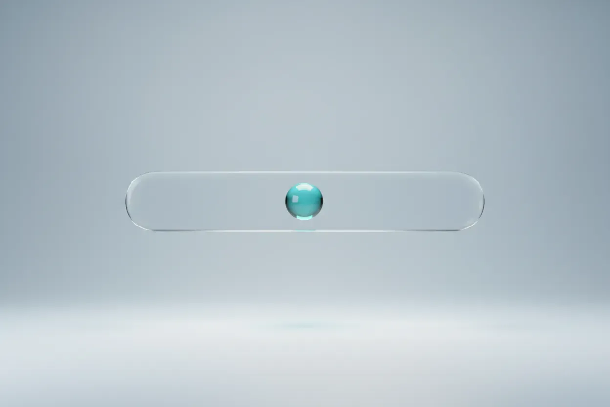 Single horizontal pay range with a glowing center marker on a soft neutral background, symbolizing median-driven compensation strategy.